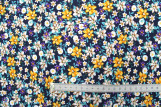 Tissu Popeline Coton Imprimé Fleur Nadia Marine -Au Mètre
