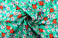 Tissu Popeline Coton Imprimé Fleur Nadia Vert -Au Mètre