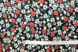 Tissu Popeline Coton Imprimé Fleur Nadia Noir -Au Mètre