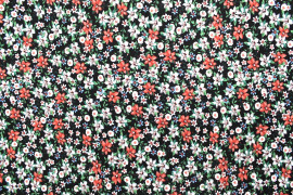 Tissu Popeline Coton Imprimé Fleur Nadia Noir -Au Mètre