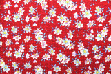 Tissu Popeline Coton Imprimé Fleur Maya Rouge -Au Mètre