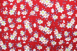 Tissu Popeline Coton Imprimé Fleur Maya Rouge -Au Mètre