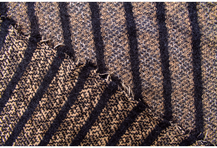 Tissu Maille Pull Savana Beige Rayure Gris foncé -Au Mètre