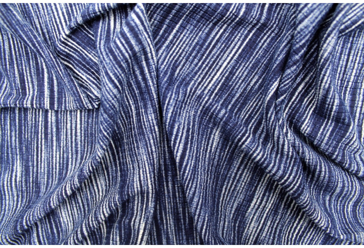 Tissu Maille Pull Stripes Bleu -Au Mètre