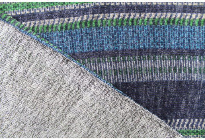 Tissu Maille Pull Rayé Bleu/Vert -Au Mètre
