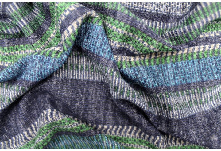 Tissu Maille Pull Rayé Bleu/Vert -Au Mètre