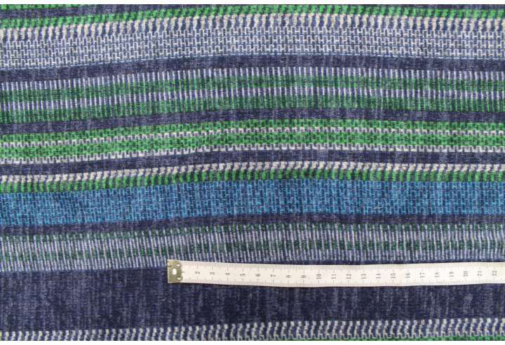 Tissu Maille Pull Rayé Bleu/Vert -Au Mètre