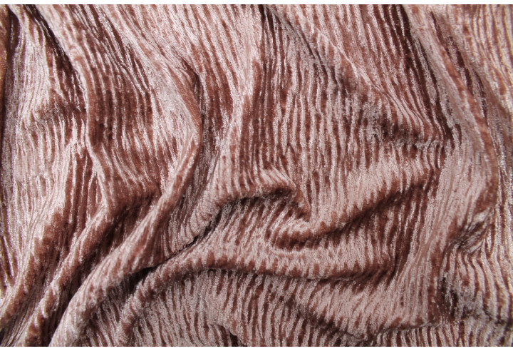 Tissu Velours Craquelé Vieux Rose -Au Mètre