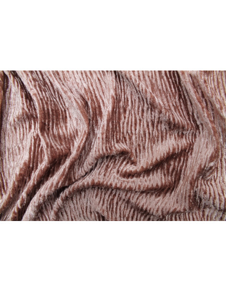 Tissu Velours Craquelé Vieux Rose -Au Mètre