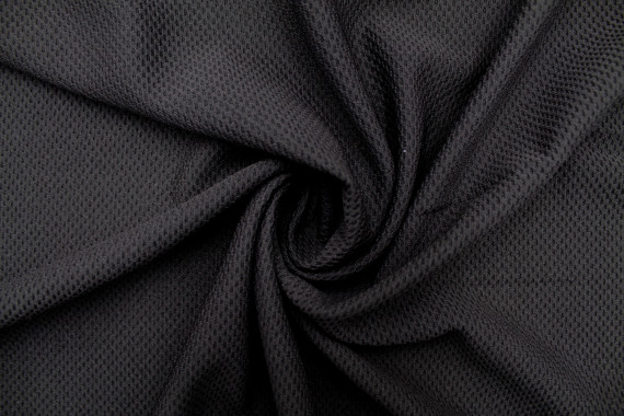 Tissu Jersey Maille Polo Noir -Au Mètre