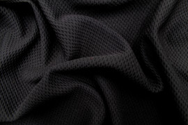 Tissu Jersey Maille Polo Noir -Au Mètre