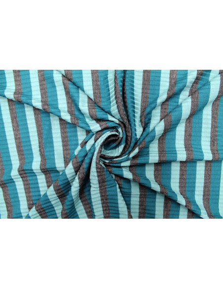 Tissu Jersey Côtelé Vert Rayé Gris -Au Mètre
