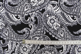 Tissu Lycra Pitch Imprimé Cachemire Noir -Au Mètre
