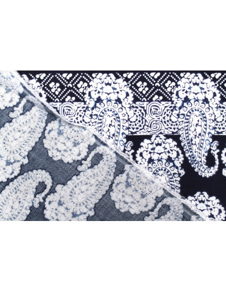 Tissu Viscose Imprimée Bandana Marine -Au Mètre