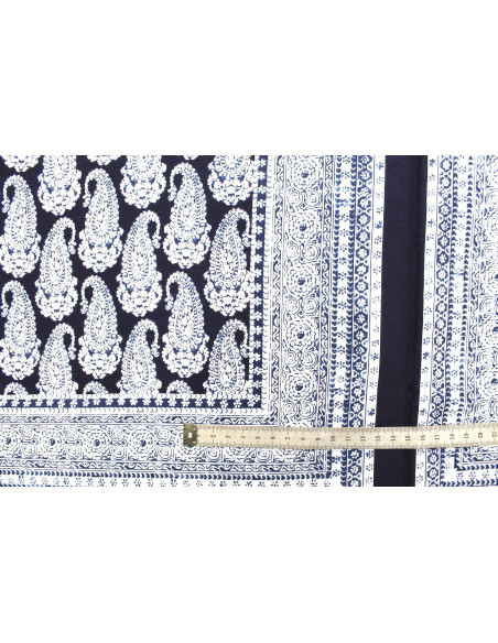 Tissu Viscose Imprimée Bandana Marine -Au Mètre