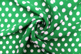 Tissu Crêpe Marocain Vert Pois Blanc -Au Mètre