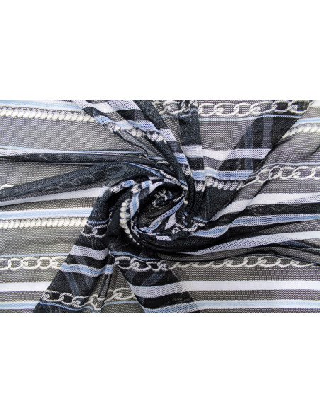 Tissu Résille Polyamide Grandes Chaînes Noire -Au Mètre
