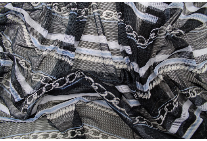 Tissu Résille Polyamide Grandes Chaînes Noire -Au Mètre
