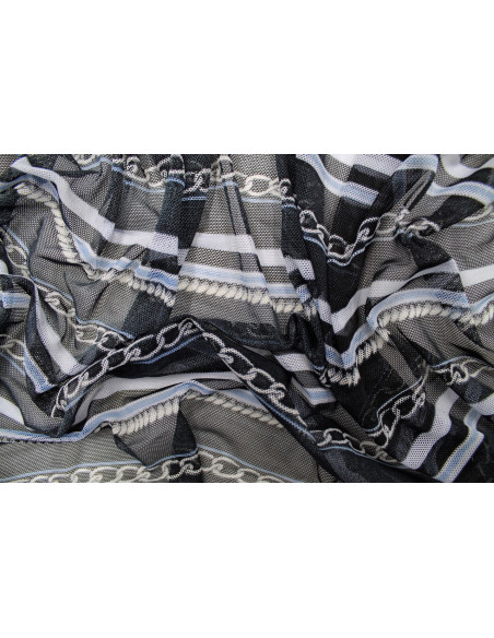 Tissu Résille Polyamide Grandes Chaînes Noire -Au Mètre