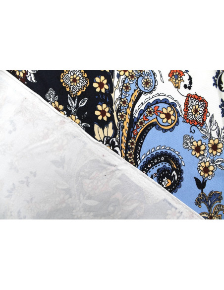 Tissu Jersey Viscose Fleur Vintage Marine -Au Mètre