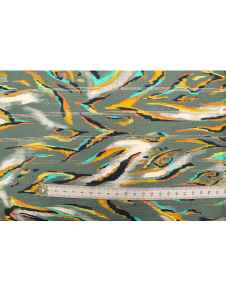 Tissu Voile Viscose Rayure Lurex Lueur Kaki -Au Mètre