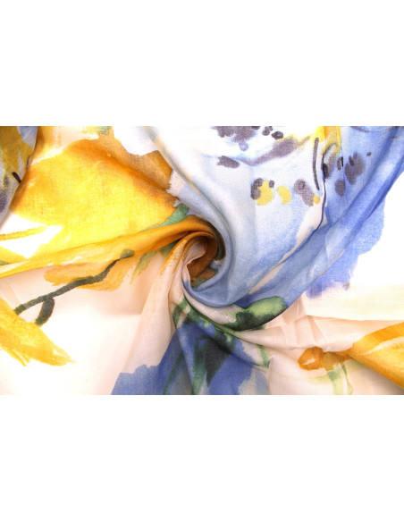 Tissu Voile Coton Nature Peinture Rose -Au Mètre