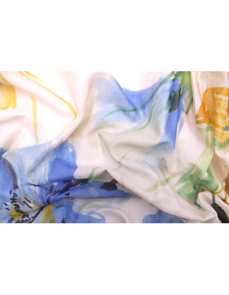 Tissu Voile Coton Nature Peinture Rose -Au Mètre