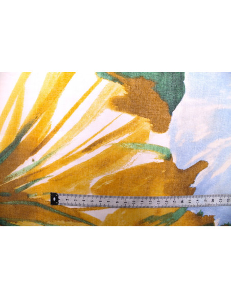 Tissu Voile Coton Nature Peinture Rose -Au Mètre