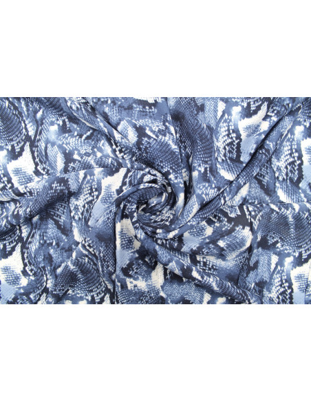 Tissu Voile Viscose Python Marine -Au Mètre