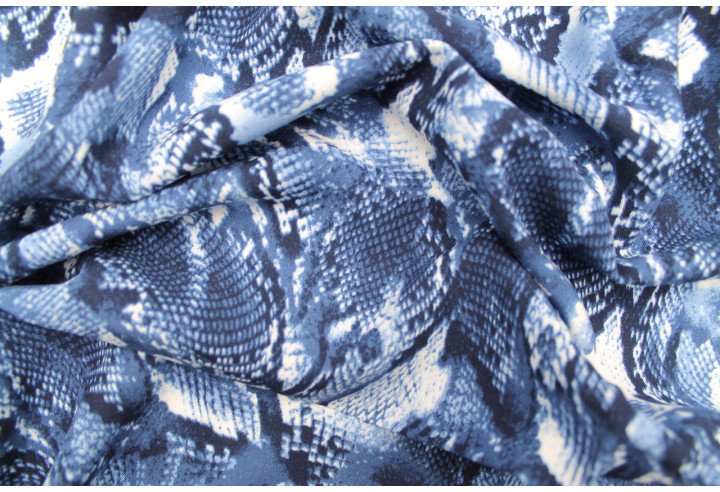 Tissu Voile Viscose Python Marine -Au Mètre