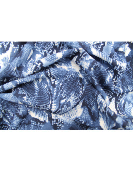 Tissu Voile Viscose Python Marine -Au Mètre