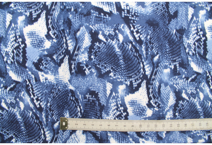 Tissu Voile Viscose Python Marine -Au Mètre