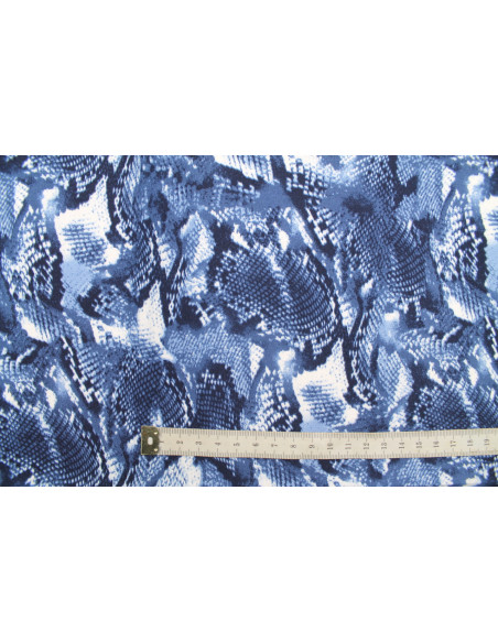 Tissu Voile Viscose Python Marine -Au Mètre