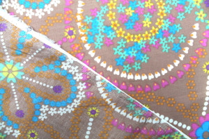 Tissu Voile Coton Camel Fleurs Colorées -Au Mètre 2