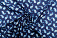 Tissu Polyviscose Imprimée Larmoi Marine -Au Mètre
