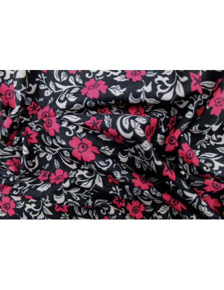 Tissu Polyviscose Imprimée Fleur Loyauty Rose -Au Mètre