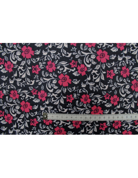 Tissu Polyviscose Imprimée Fleur Loyauty Rose -Au Mètre