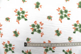 Tissu Polyviscose Imprimée Blanc Fleur Quadra Vert -Au Mètre