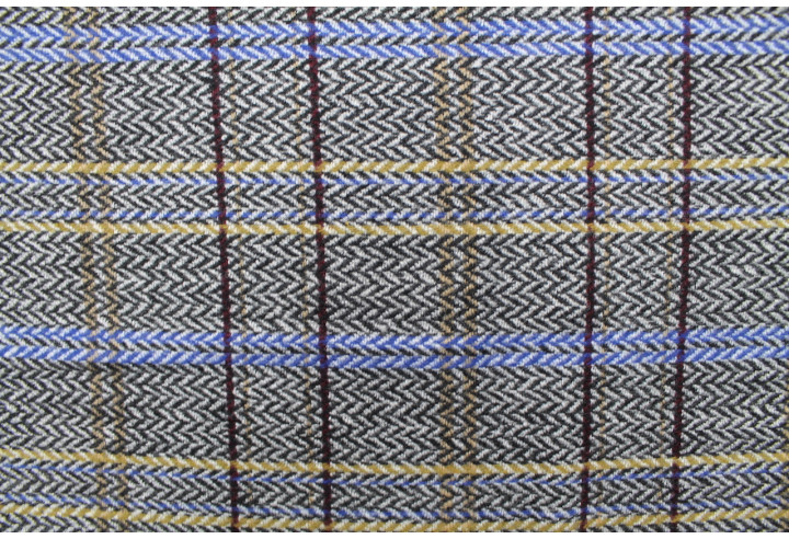 Tissu Lainage ZigZag Noir/Blanc et Carreaux -Au Mètre