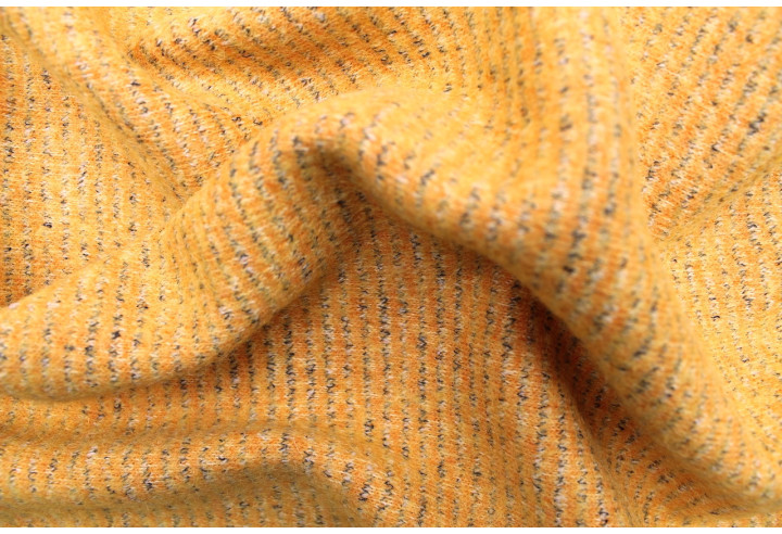 Tissu Drap de Laine Rayé Safran -Au Mètre