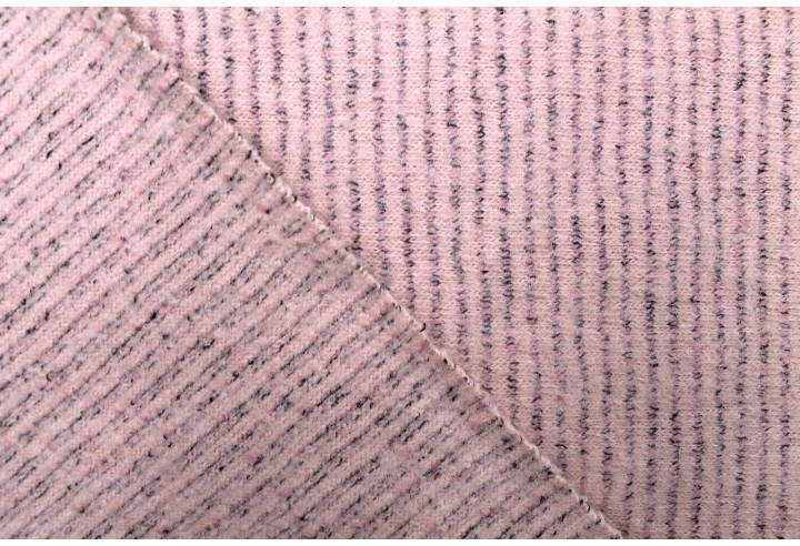 Tissu Drap de Laine Rayé Rose clair -Au Mètre
