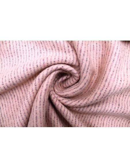 Tissu Drap de Laine Rayé Rose clair -Au Mètre