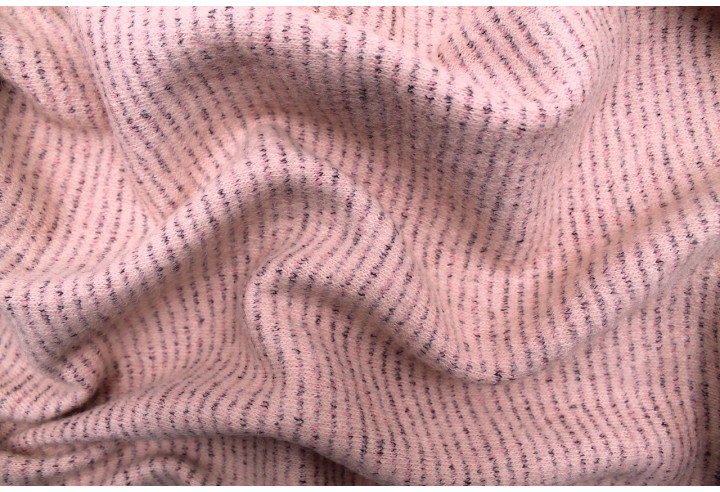 Tissu Drap de Laine Rayé Rose clair -Au Mètre