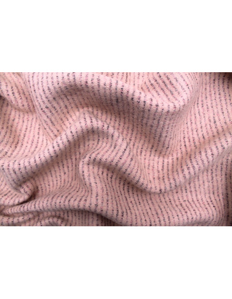 Tissu Drap de Laine Rayé Rose clair -Au Mètre