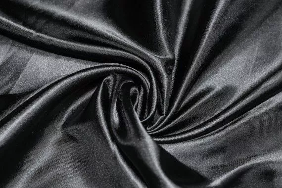 Tissu Satin Polyester Noir -Au Mètre