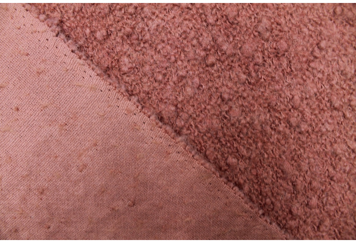 Tissu Laine Bouclette Corail -Au Mètre