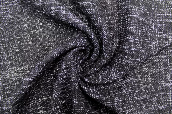 Tissu Lainage Tweed Uni Noir -Au Mètre