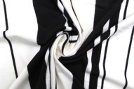 Tissu Jersey Viscose Écru Rayures Noir -Au Mètre