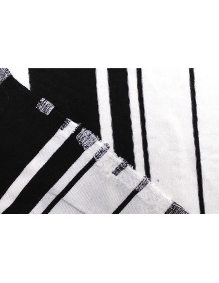 Tissu Jersey Viscose Écru Rayures Noir -Au Mètre