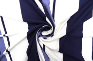 Tissu Jersey Viscose Écru Rayures Marine -Au Mètre